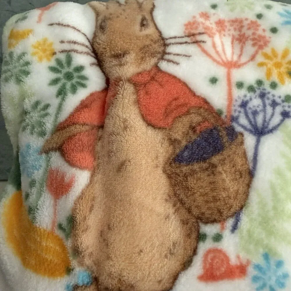 Beatrix Potter Peter Rabbit Easter Spring Oversized Throw Blanket 60 x70” NWT